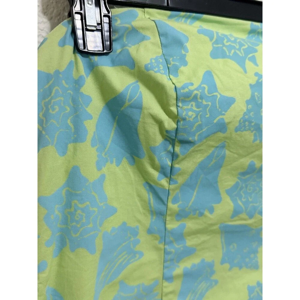 Lilly Pulitzer Conched Out Sea Shell Strapless Green Blue Dress Lined Small S